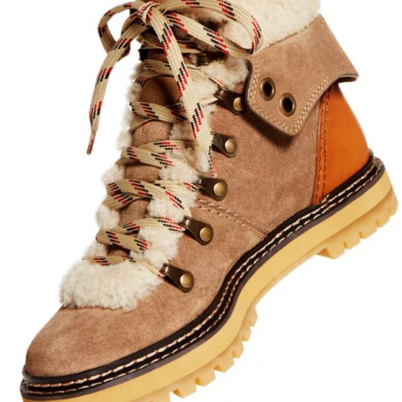 sz US 37, 38 see by chloé Eileen shearling hiker boots MSRP$495 CLEARANCE - Picture 7 of 13